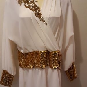 CREAM COLORED DRESS WITH GOLD SEQUINS